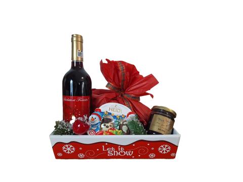 Tavita festiva cartonata Let it Snow Vin demisec rosu