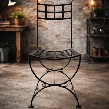 Scaun de gradina din fier forjat, negru