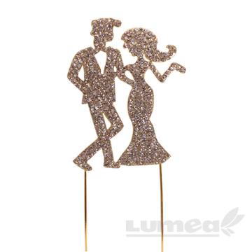 Figurine cake topper mire si mireasa stras auriu de la Lumea Basmelor International Srl