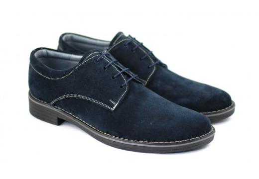 Pantofi barbati piele naturala velur bleumarin