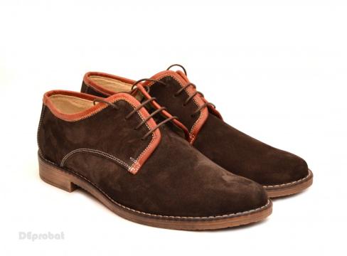 Pantofi barbati piele naturala velur maro casual-eleganti