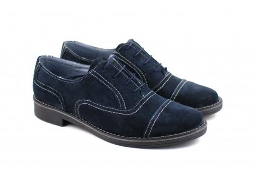 Pantofi bleumarin barbati piele naturala velur casual-office