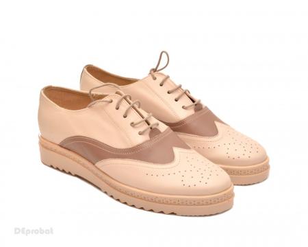 Pantofi dama bej casual-eleganti din piele naturala P53