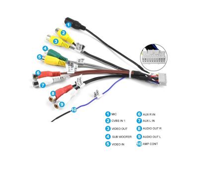 Cablu RCA 20pini statie subwoofer, ecrane tetiere, microfon