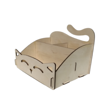 Organizator birou - pisica, blank lemn, 20x15x15 cm de la Sandart Wood Srl