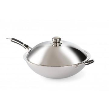 Tigaie Wok 360x(H)180 mm, otel inoxidabil, 3 straturi