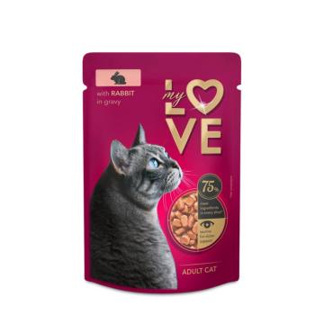 Plic hrana umeda pisica cu iepure in sos 100g - MyLove de la Club4Paws Srl