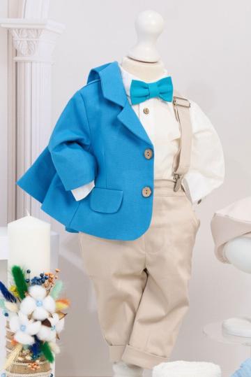 Costum botez Theo - albastru de la Andreeatex