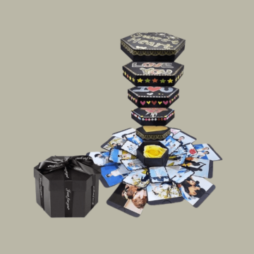 Cadou Cutie Foto exploziva hexagonala (Explosion Box) de la Elvis Fit Enterprises Srl