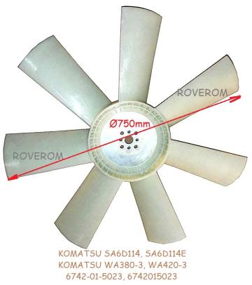 Ventilator (elice) Komatsu SA6D114, Komatsu WA380-3, WA420-3 de la Roverom Srl