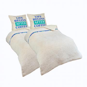 Lenjerie de pat de iarna 100% bumbac fleece gri, 4 buc