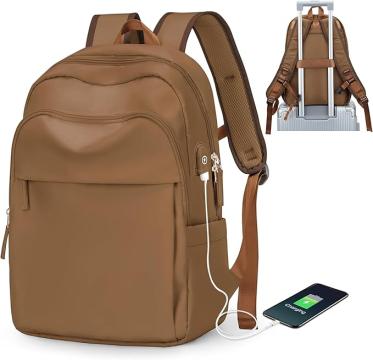 Rucsac, ghiozdan scoala, calatorii, fitness cu USB maro