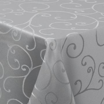 Fata de masa material textil, dreptunchiulara, gri cu model