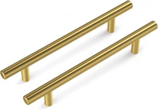 Manere rotunde, aurii pentru dulapuri 192x32 mm, 128mm
