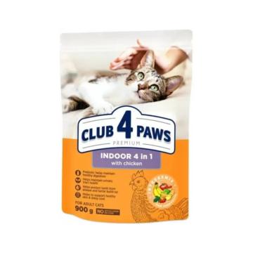 Hrana pisici Club 4 Paws Cat adult indoor 4 in 1 cu pui 900g de la Club4Paws Srl