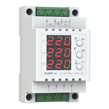 Releu de tensiune trifazat Zubr 3F - Curent 5A, TrueRMS
