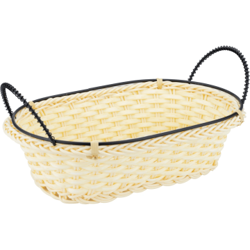 Cos servire paine oval Raki 23x15x7cm cu manere, crem