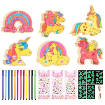 Figurine de artizanat din lemn cu unicorn, 56 de bucati