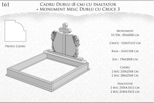 Monument melc dublu cu cruce 3 + cadru dublu (8 cm)