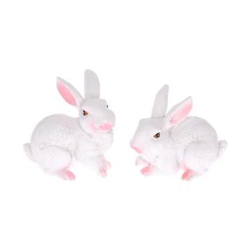 Set decoratiuni 2 iepurasi polirasina, 4cm alb