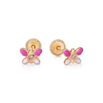 Cercei cu protectie pentru copii din aur galben de 18K de la Sandra Ferretti Srl