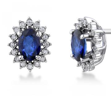 Cercei Sheffield aur alb 14K cu diamante de 0.08 carate