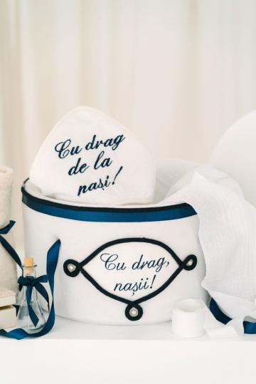 Cufar buretat din catifea pufoasa - bleumarin