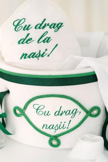Cufar buretat din catifea pufoasa - verde