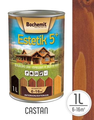 Lazura lemn Estetik Clasic 1L, castan, protectie UV
