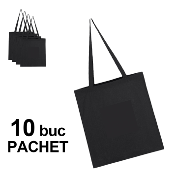 Sacosa bumbac toarta lunga - LH negru, 10 bucati de la Best Media Style Srl