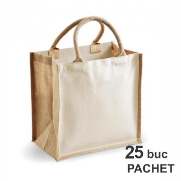 Sacosa bumbac si iuta, midi, toarta natur, 25 bucati de la Best Media Style Srl