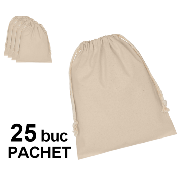 Saculet bumbac natur 25 x 30 cm, 25 bucati de la Best Media Style Srl