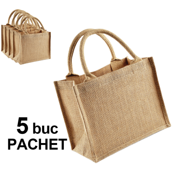 Sacosa iuta, mini, toarta natur, 5 bucati de la Best Media Style Srl