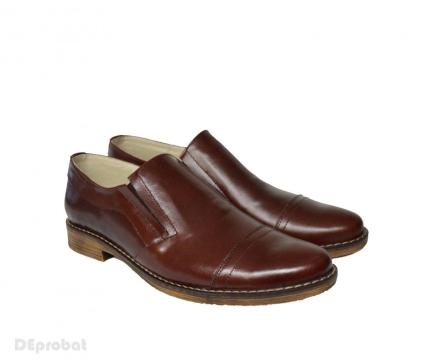 Pantofi barbati piele naturala maro cu elastic P46, 41 de la Deprobat.ro