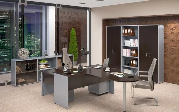 Set mobilier birou executiv Imago wenge/gri metalic de la Sembazuru Art Srl
