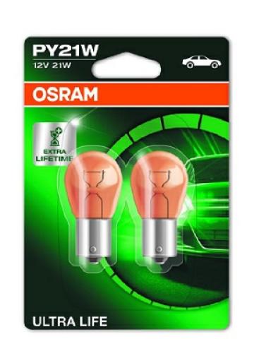 Set 2 becuri 12V PY21W Ultra Life blister Osram