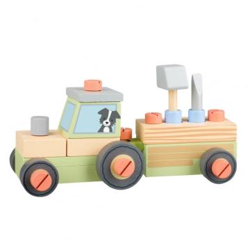 Jucarie tractor din lemn de asamblat, Orange Tree Toys