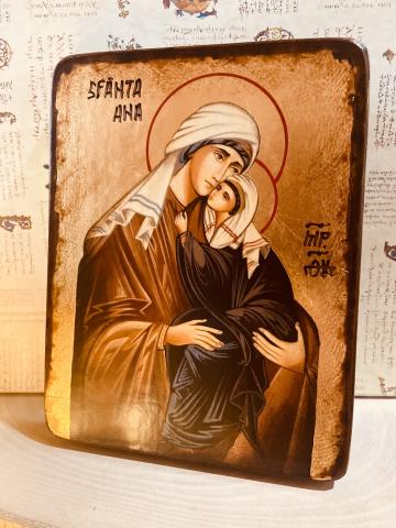 Icoana foita aur Sfanta Ana 18cm