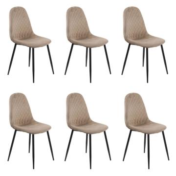 Set 6 scaune de bucatarie din catifea BUC 237X bej de la European Med Prod