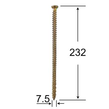 Surub montaj ferestre 7.5x232 galben TX30 - 100buc/cutie