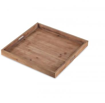 Tava din lemn pentru servire, margini inalte si manere, maro de la Molifag Srl