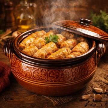 Oala pentru sarmale, friptura, din lut, glazurata, 10 litri