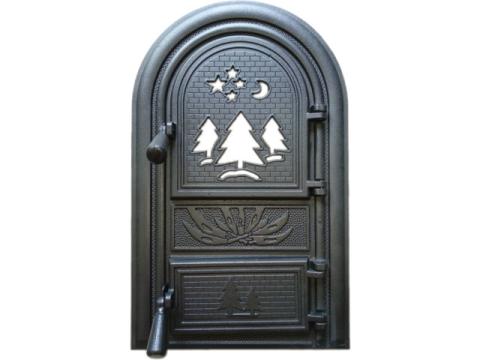 Usa din fonta cu geam pentru soba, semineu