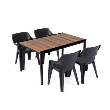 Set de mobilier de gradina Ravello 4 in 1, nuc-negru