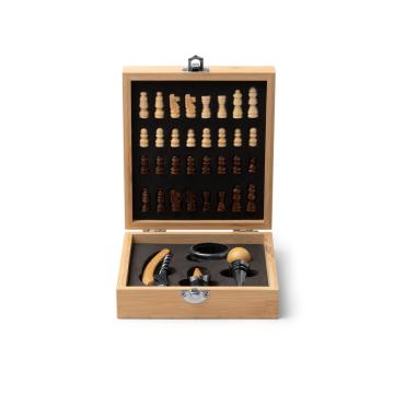 Set accesorii vin cu sah, cutie din bambus, 14,8 x 16,5 x 5 de la Luma Atelier
