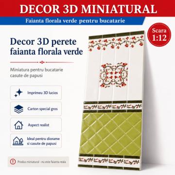 Miniatura Decor 3D perete faianta florala verde 28,5 x 19 cm