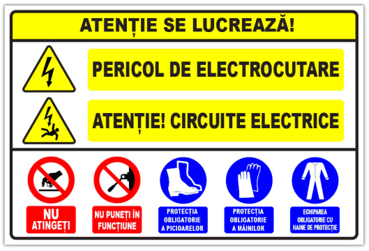 Panou atentie se lucreaza pericol de electrocutare