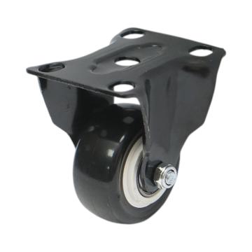 Roata fixa 50x24mm fara frana, PVC negru, placa otel 72x52mm