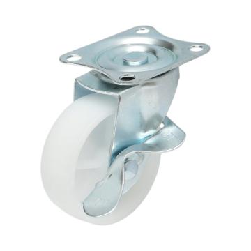 Roata pivotanta 73x25mm cu frana, polipropilena alba