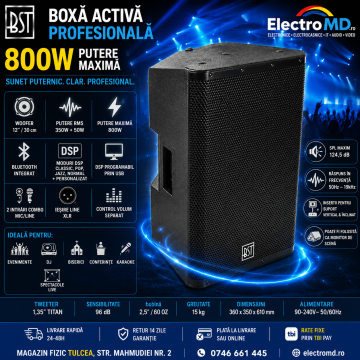 Boxa activa profesionala 12 inch, 800W de la Marco & Dora Impex Srl